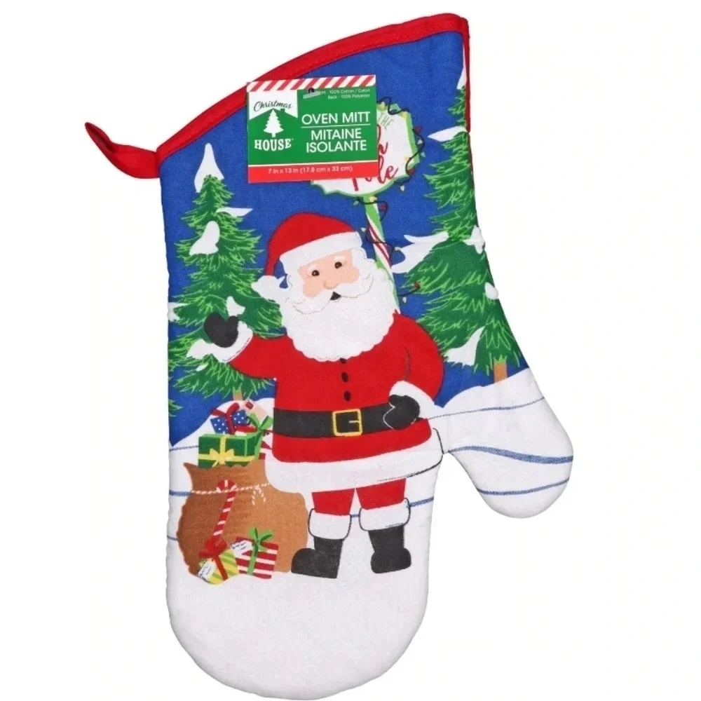Christmas House Oven Mitt & Pot Holders 3 PC